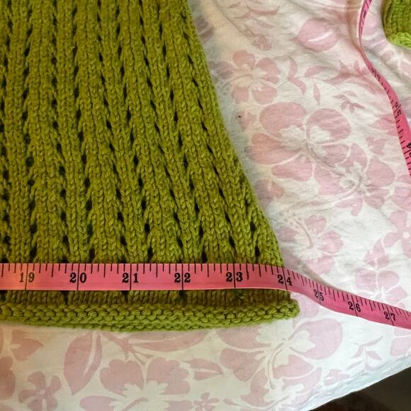 Pure Handknit Women's Canadian Loose Knit Cotton Green Sweater Cardigan M - Picture 9 of 11